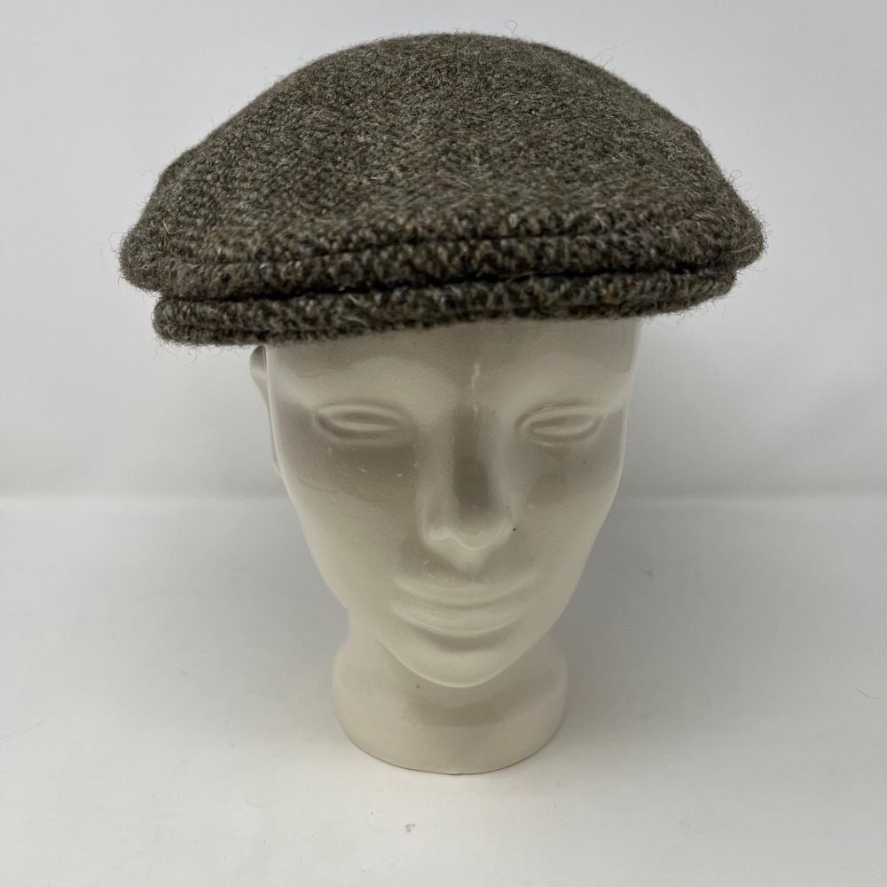 Fieldfare Harris Tweed Flat Cap Hat Brown Herringbone 100% Wool Great Britain